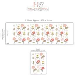 Boho Flower Wall Stickers, Neutral Nursery Decals, Floral Baby Room Decor, Scandinavian Peel & Stick Flowers - thumbnail 3
