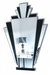Babushka Art Deco Handmade Fan Wall Mirror - thumbnail 3