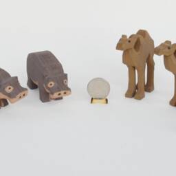 Hand Carved Wooden Animals, Hyena, Hippo, Camel, Dingo - thumbnail 2