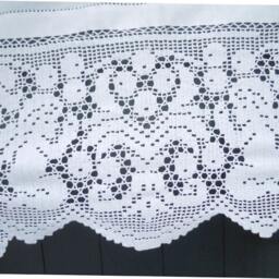 Handmade Cotton Curtain Cutwork Embroidery, Crochet Lace, Cherub Design - thumbnail 3
