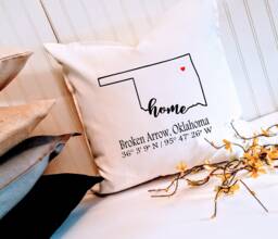Oklahoma Home Coordinates Pillow Cover Custom City Map Art - thumbnail 1