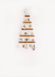 Handmade Walnut Hanging Wall Christmas Tree - 1M Wooden Decor - thumbnail 1