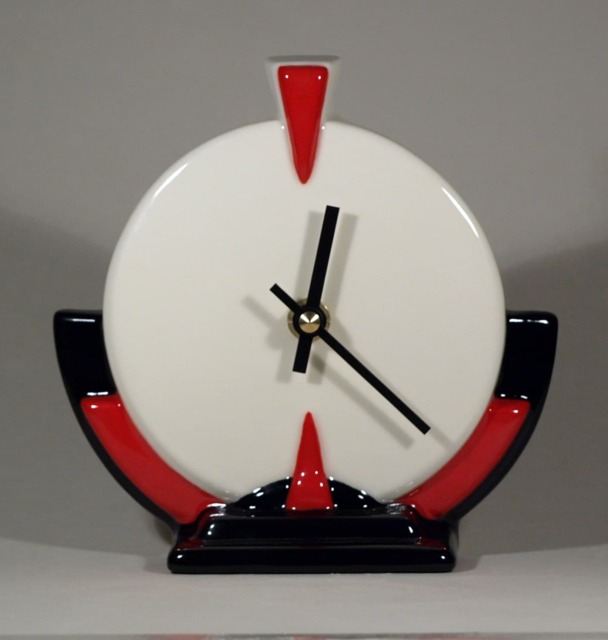 Echo Of Deco British Art Pottery Inspired Scientist Mantel Clock - image 1