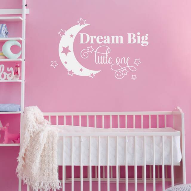 Dream Big Little One Wall Sticker Stars Crescent Vinyl Decal Kids Nursery Boys Girls Bedroom