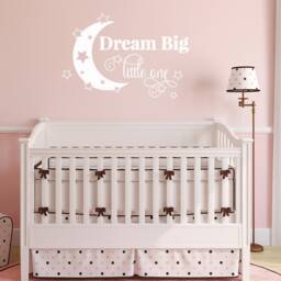 Dream Big Little One Wall Sticker Stars Crescent Vinyl Decal Kids Nursery Boys Girls Bedroom - thumbnail 2