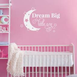 Dream Big Little One Wall Sticker Stars Crescent Vinyl Decal Kids Nursery Boys Girls Bedroom - thumbnail 1