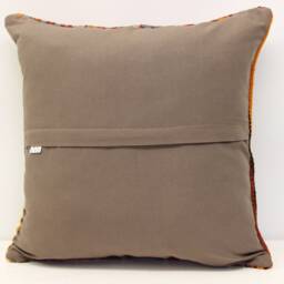 Anatolian Kilim Pillow Cover, 18x18 Inch Wool Chevron Cushion - thumbnail 4
