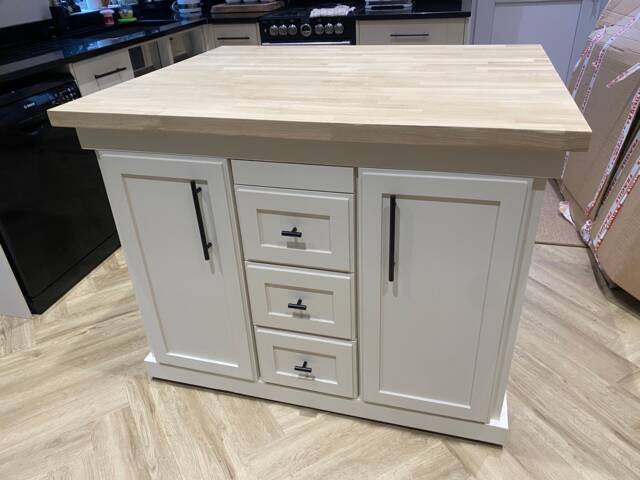 Oak Top Kitchen Island With Breakfast Bar, Custom Farrow & Ball Finish - image 1