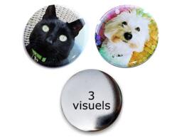 Lot Of 3 Rounds Magnets 56 Mm With Your Drawing, Coloring, Illustration, Message, Photo... What You Want - thumbnail 1