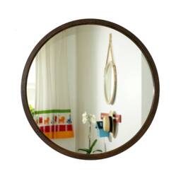 Large Round Mirror Wall Wood Farmhouse Decor Circle Art Deco Hanging - thumbnail 2