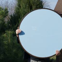 Large Round Mirror Wall Wood Farmhouse Decor Circle Art Deco Hanging - thumbnail 4