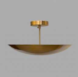 Mid Century Brass Sputnik Chandelier, Six Light Flush Mount Fixture, Mcm Lighting Style