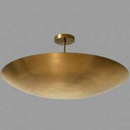 Mid Century Brass Sputnik Chandelier, Six Light Flush Mount Fixture, Mcm Lighting Style - thumbnail 4