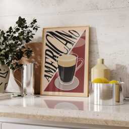 Americano Coffee Print, Retro Wall Art, Mid Century Modern Kitchen Prints/Unframed - thumbnail 2