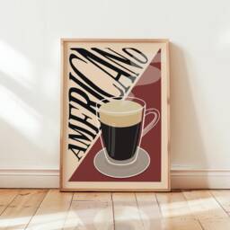 Americano Coffee Print, Retro Wall Art, Mid Century Modern Kitchen Prints/Unframed - thumbnail 1