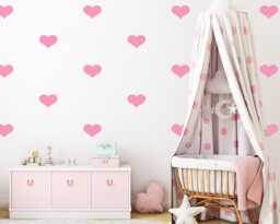 Pink Heart Wall Decals Baby Nursery Decor, Peel & Stick - 40 Pack - thumbnail 1