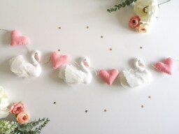 Swan Nursery Decor/Accessories. Girls Garland, Room Accessories, Baby Shower Gift, Swan Heart Felt Swan - thumbnail 1