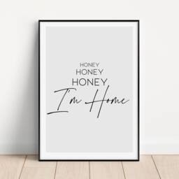 Honey I'm Home Print, Mcfly Lyrics, Hallway Wall Art, Decor Prints, Living Room, Above Sofa Typography Poster, Welcome Sign - thumbnail 2