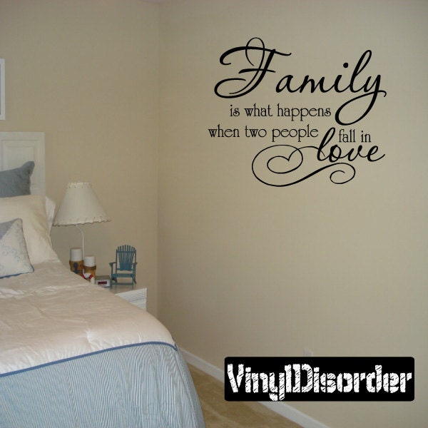 Family Is What Happens When Two People Fall in Love - Vinyl Wall Decal Quotes Sticker F022Et - image 1