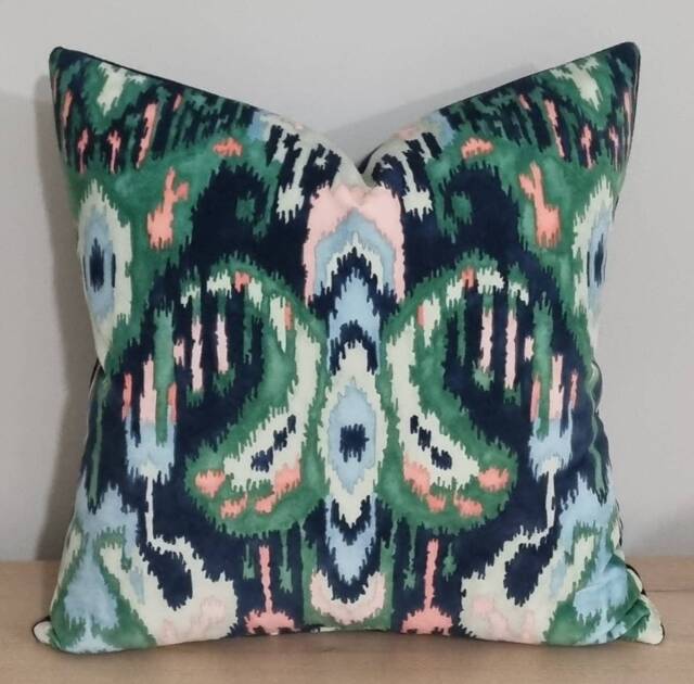 Linwood Omega Prints Bukhara Emerald & Velvet Cushion Cover 45x45 cm - image 1