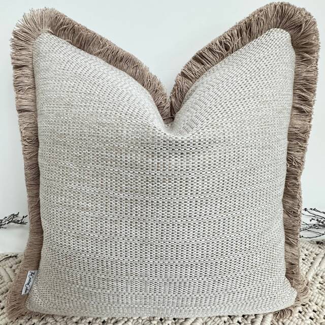 style No. 63 - Luxury Natural Boho Bohemian Woven Textured Fringed Cushion Pillow Cover For Sofa Bed Throw Set From The Couture - image 1