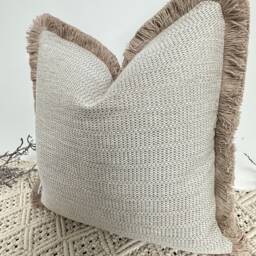 style No. 63 - Luxury Natural Boho Bohemian Woven Textured Fringed Cushion Pillow Cover For Sofa Bed Throw Set From The Couture - thumbnail 2