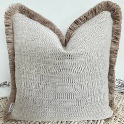 style No. 63 - Luxury Natural Boho Bohemian Woven Textured Fringed Cushion Pillow Cover For Sofa Bed Throw Set From The Couture - thumbnail 1