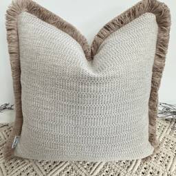 style No. 63 - Luxury Natural Boho Bohemian Woven Textured Fringed Cushion Pillow Cover For Sofa Bed Throw Set From The Couture - thumbnail 3