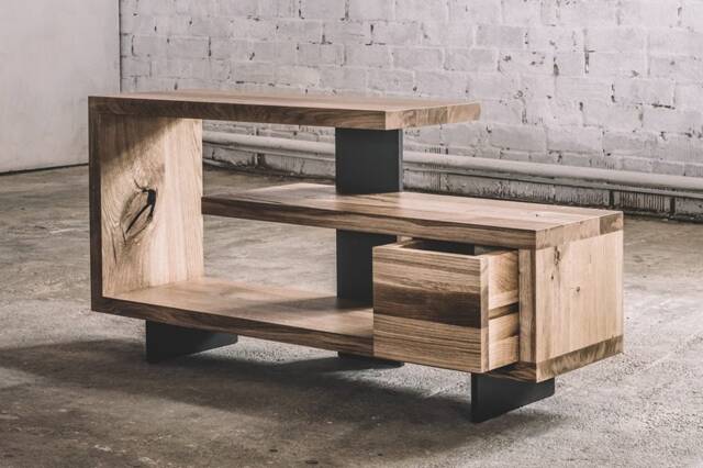 Handmade Oak Tv Table, Industrial Rustic Furniture - image 1
