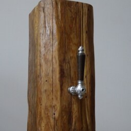 Toilet Paper Holder Made Of A Wooden Beam/Nickel Latch - Natural Design - thumbnail 3