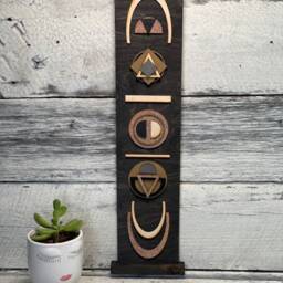 Geometric Wood Wall Art Southwest Decor Tapestry - 24x6 - thumbnail 3