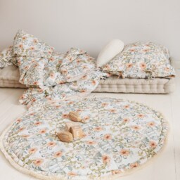 Tangled Flowers & Grey Velvet - Round Baby Play Mat, Boxkleed, Krabbeldecke - thumbnail 3