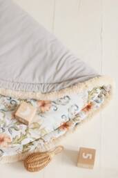 Tangled Flowers & Grey Velvet - Round Baby Play Mat, Boxkleed, Krabbeldecke - thumbnail 1