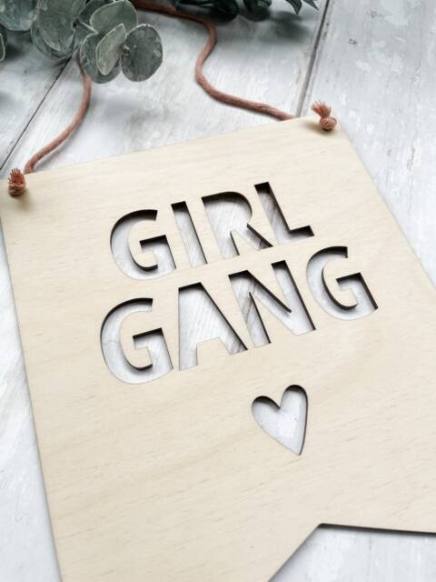 Girl Gang Wooden Wall Hanging Laser Engraved Nursery Decor - image 1