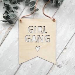 Girl Gang Wooden Wall Hanging Laser Engraved Nursery Decor - thumbnail 2