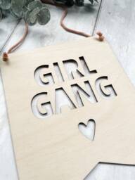 Girl Gang Wooden Wall Hanging Laser Engraved Nursery Decor - thumbnail 1