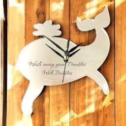 Whale Shaped Clocks - Custom Colours & Woods, Sizes & Personalised Engraving Option - thumbnail 2
