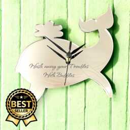 Whale Shaped Clocks - Custom Colours & Woods, Sizes & Personalised Engraving Option - thumbnail 1