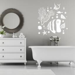 Nautical Wall Decals - Sea Life Vinyl Sticker Fish Ocean Bathroom Art Decor Sm169 - thumbnail 2