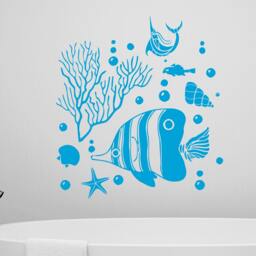 Nautical Wall Decals - Sea Life Vinyl Sticker Fish Ocean Bathroom Art Decor Sm169 - thumbnail 3