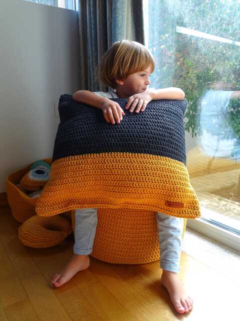 Handmade Modern Crochet Bed/Throw Stuffed Pillow Scandinavian Style Made Of 100% Cotton Macrame Rope, Many Colors, Sizes, Ready To Use - image 1