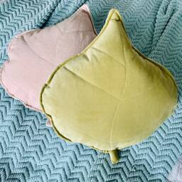 Green Velvet Leaf Pillow, Cushion, Home Decor, Velvet, Throw Cushion, Boho, Eclectic, Kids/Nuresry Room, Bedroom, Floral Cushion - thumbnail 3