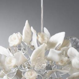 Kitchen Pendant Lighting With Clear & White Flowers Leaves - thumbnail 2