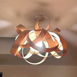 Handmade Wooden Lightshade - Oak Pendant Light Large Chandelier Lampshade Kitchen Island - thumbnail 3