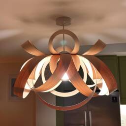 Handmade Wooden Lightshade - Oak Pendant Light Large Chandelier Lampshade Kitchen Island - thumbnail 2