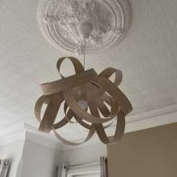 Handmade Wooden Lightshade - Oak Pendant Light Large Chandelier Lampshade Kitchen Island - thumbnail 3