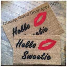 Dr. Who Inspired Doormat River Song, Hello Sweetie Kiss Decor - thumbnail 1