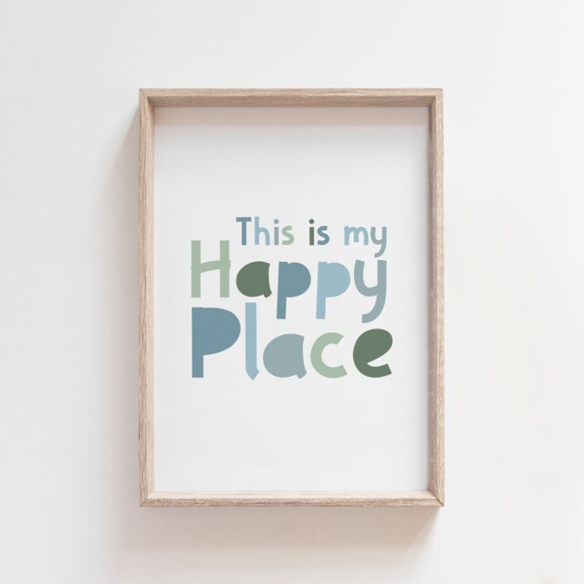 This Is My Happy Place Print, Kids Wall Art, Positive Prints, Sign, Boys Nursery Bedroom Decor, Playroom Prints - image 1