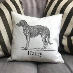 Personalised Irish Wolfhound Dog Country Canvas Cushion - Customised Owner & Lover Linen Puppy Cover With Inner Filler - thumbnail 2