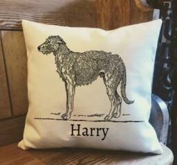 Personalised Irish Wolfhound Dog Country Canvas Cushion - Customised Owner & Lover Linen Puppy Cover With Inner Filler - thumbnail 1